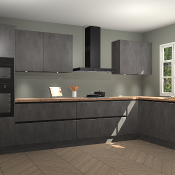 Beton antraciet greeploze keuken Graz 75331