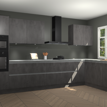 Beton antraciet greeploze keuken Graz 75355