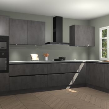 Beton antraciet greeploze keuken Graz 75358