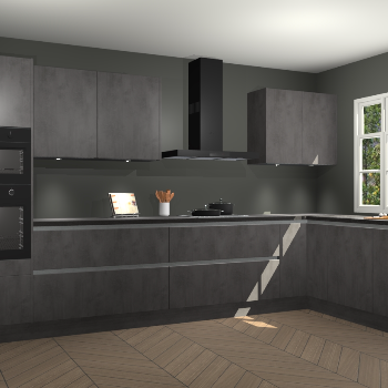 Beton antraciet greeploze keuken Graz 75369