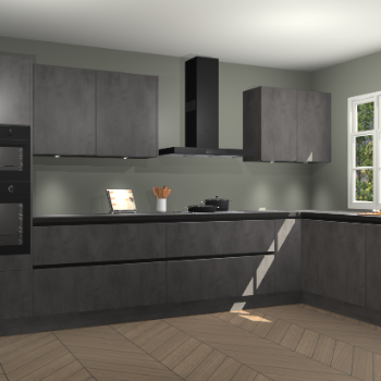 Beton antraciet greeploze keuken Graz 75372
