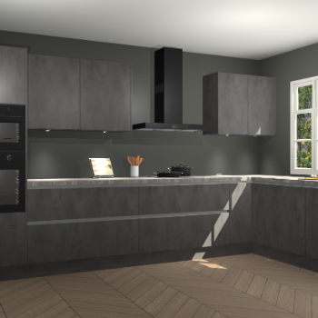 Beton antraciet greeploze keuken Graz 75392