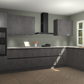Beton antraciet greeploze keuken Graz 75395