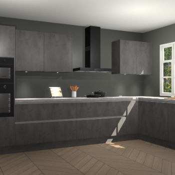 Beton antraciet greeploze keuken Graz 75439