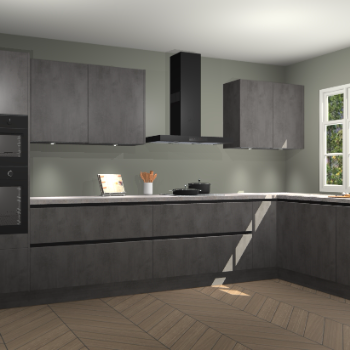 Beton antraciet greeploze keuken Graz 75448