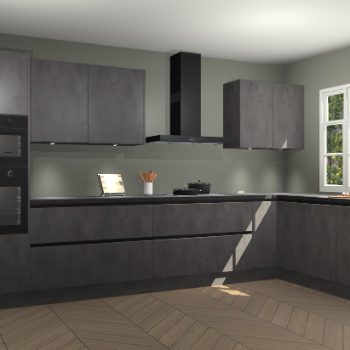 Beton antraciet greeploze keuken Graz 75491