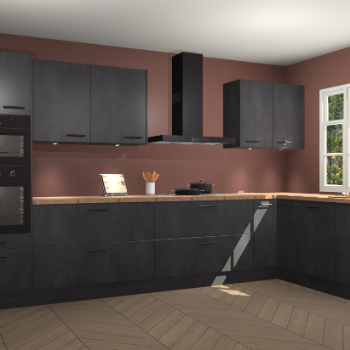 Beton zwarte keuken Graz 75497