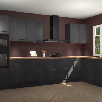 Beton zwarte keuken Graz 75498