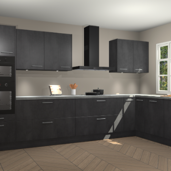 Beton zwarte keuken Graz 75510