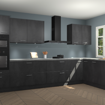 Beton zwarte keuken Graz 75511
