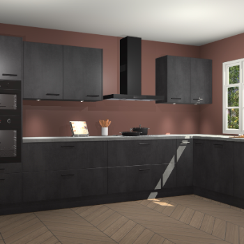 Beton zwarte keuken Graz 75513