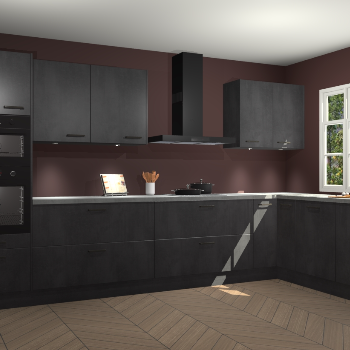 Beton zwarte keuken Graz 75514