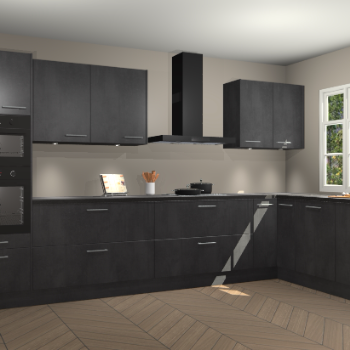 Beton zwarte keuken Graz 75616