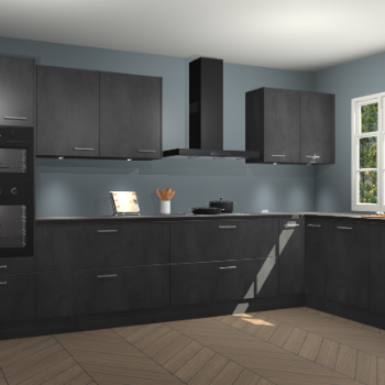 Beton zwarte keuken Graz 75629