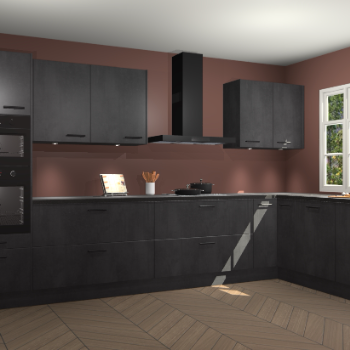 Beton zwarte keuken Graz 75620