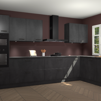 Beton zwarte keuken Graz 75621