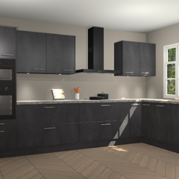 Beton zwarte keuken Graz 75636