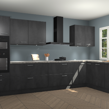 Beton zwarte keuken Graz 75637