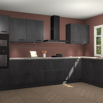 Beton zwarte keuken Graz 75639