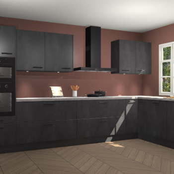 Beton zwarte keuken Graz 75681