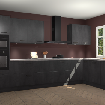 Beton zwarte keuken Graz 75682