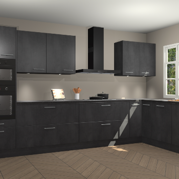 Beton zwarte keuken Graz 75691