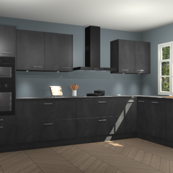 Beton zwarte keuken Graz 75692