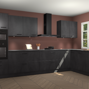 Beton zwarte keuken Graz 75694