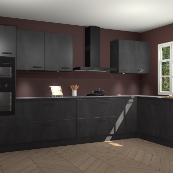 Beton zwarte keuken Graz 75695