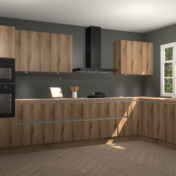 Goud eiken greeploze keuken Graz 71746