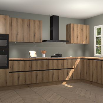 Goud eiken greeploze keuken Graz 71749