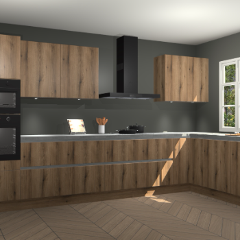 Goud eiken greeploze keuken Graz 71780