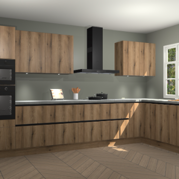 Goud eiken greeploze keuken Graz 71783