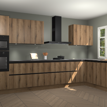 Goud eiken greeploze keuken Graz 71810