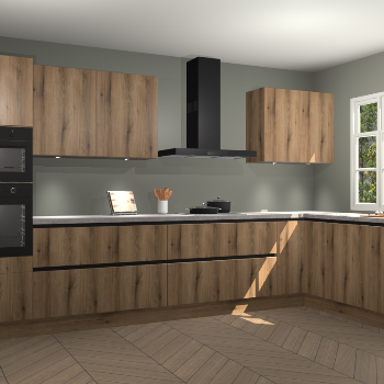 Goud eiken greeploze keuken Graz 71848