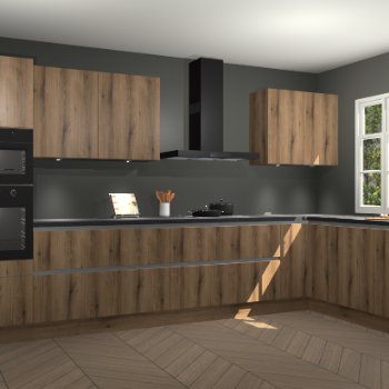 Goud eiken greeploze keuken Graz 71864