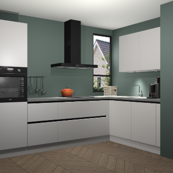 Zijdegrijze greeploze keuken Vlaanderen 48367