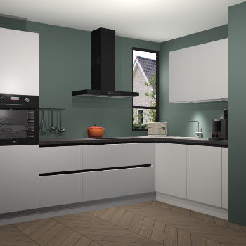 Zijdegrijze greeploze keuken Vlaanderen 48380