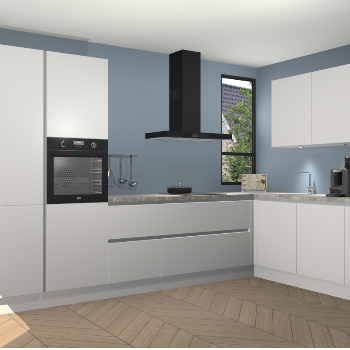 Zijdegrijze greeploze keuken Vlaanderen 48404