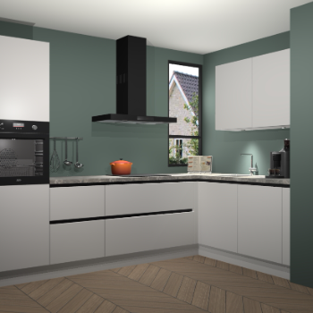 Zijdegrijze greeploze keuken Vlaanderen 48407