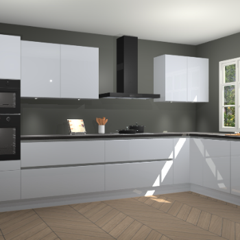 Sneeuwwitte hoogglans greeploze keuken Graz 72101