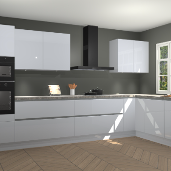 Sneeuwwitte hoogglans greeploze keuken Graz 72110