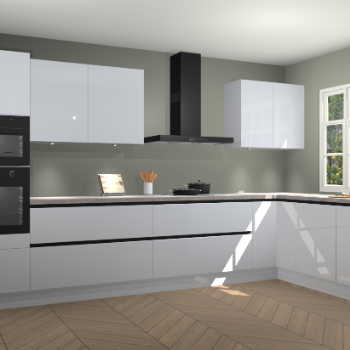 Sneeuwwitte hoogglans greeploze keuken Graz 72131