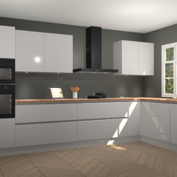 Zjdegrijze hoogglans greeploze keuken Graz 72169