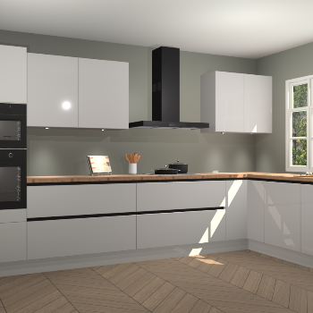 Zjdegrijze hoogglans greeploze keuken Graz 72172