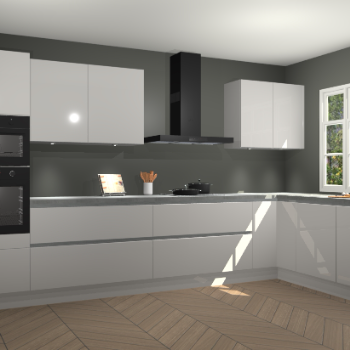 Zjdegrijze hoogglans greeploze keuken Graz 72192