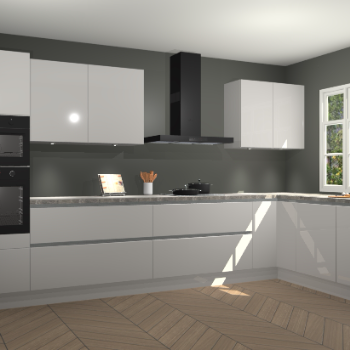 Zjdegrijze hoogglans greeploze keuken Graz 72249