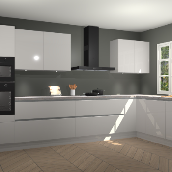 Zjdegrijze hoogglans greeploze keuken Graz 72258