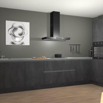 Beton Zwarte greeploze keuken Khao Lak 74438