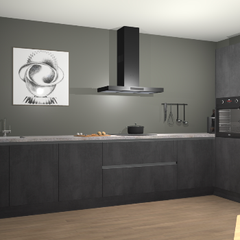 Beton Zwarte greeploze keuken Khao Lak 74450